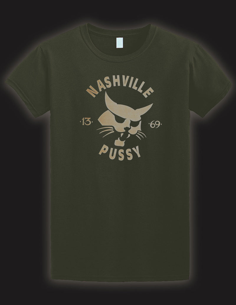 NASHVILLE PUSSY "Pussycat" T-Shirt MILITARY GREEN