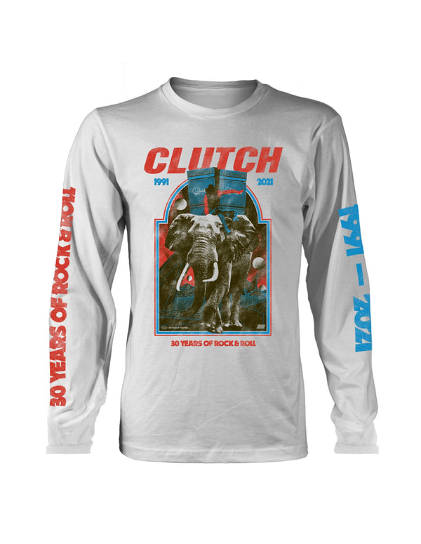 CLUTCH "Elephant 30 yrs" Longsleeve-Shirt WHITE