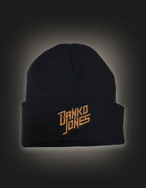 DANKO JONES "Classic Metal Font Gold" Beanie BLACK