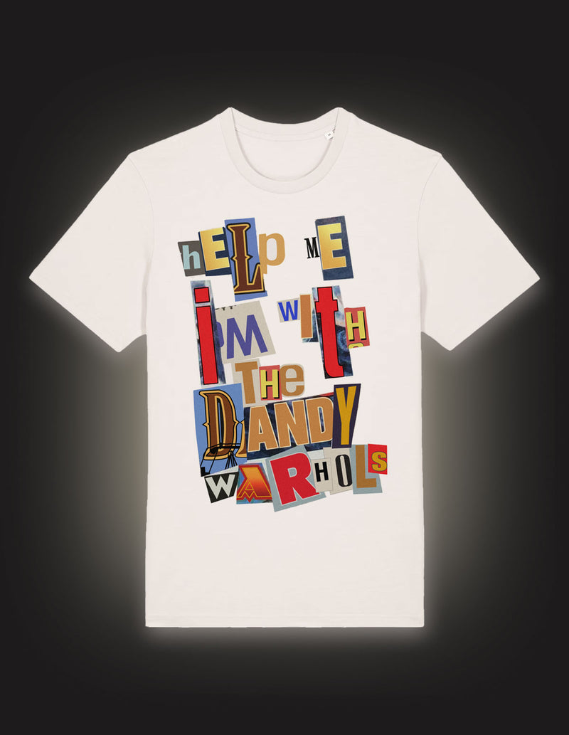 THE DANDY WARHOLS "Ransom Note T-Shirt VINTAGE WHITE