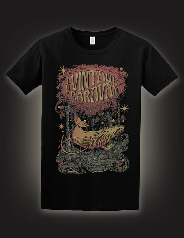 THE VINTAGE CARAVAN "Whale" T-Shirt BLACK