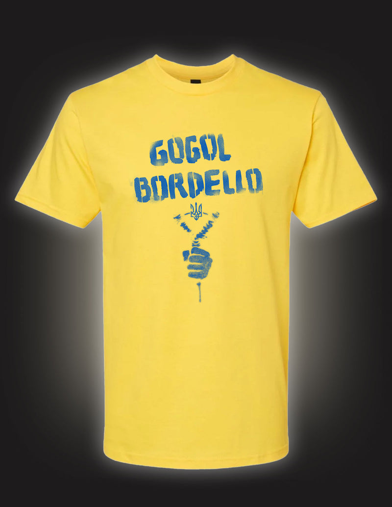 GOGOL BORDELLO Spray T Shirt YELLOW Lo Fi Merchandise GOGOL BORDELLO Spray T Shirt YELLOW Lo Fi Merchandise