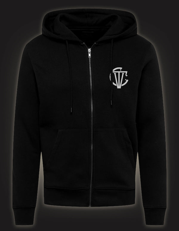 THE VINTAGE CARAVAN "Portals" Zip Hooded Sweatshirt BLACK