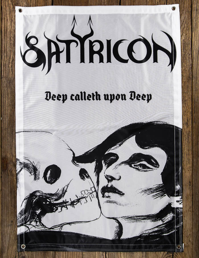SATYRICON "Deep Calleth Upon Deep" FLAG WHITE/BLACK