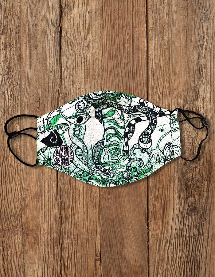 GREENLEAF "Nest Of Vipers" Face Mask GREEN/WHITE
