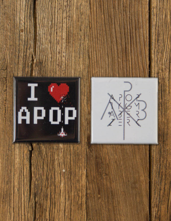 APOPTYGMA BERZERK "I love Apop" & "Cross" Magnet set BLACK + WHITE