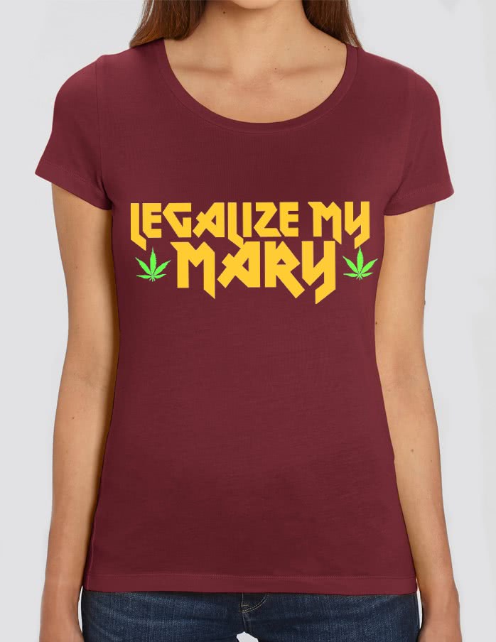 MEMORIA "Legalize My Mary" Girlie-Shirt BURGUNDY