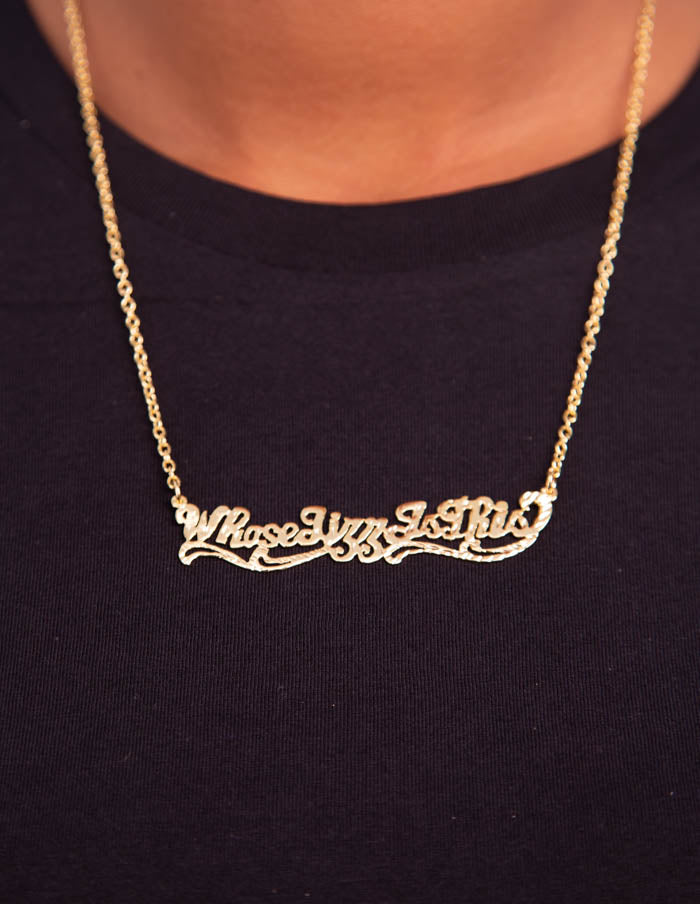 PEACHES "Whose Jizz Is This?" Necklace GOLD