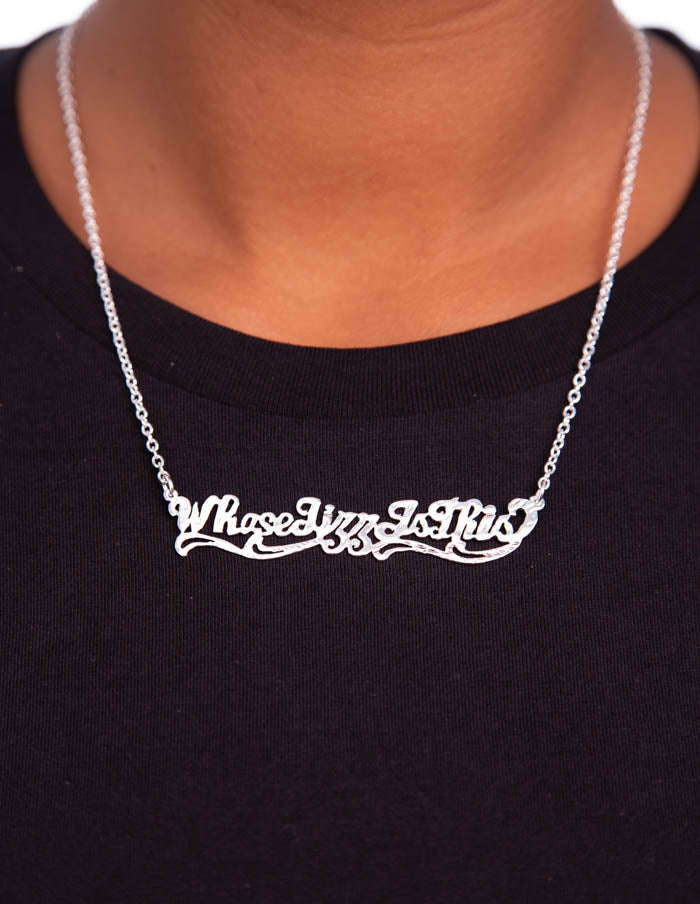 PEACHES "Whose Jizz Is This?" Necklace SILVER