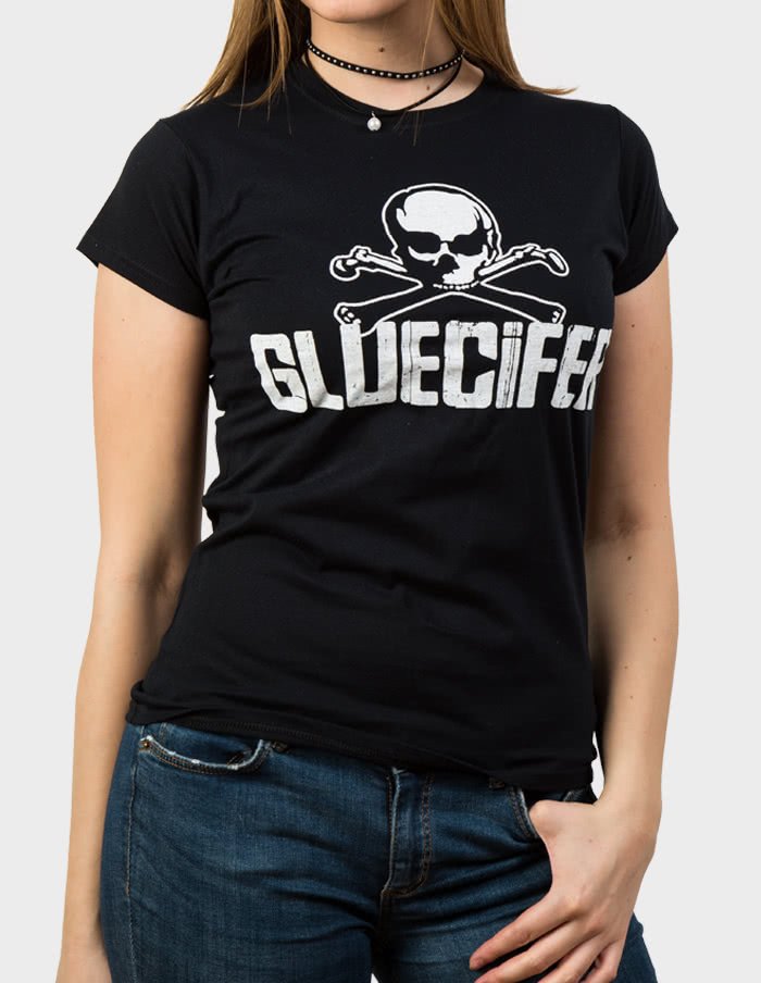 GLUECIFER "Skull" Girl Shirt BLACK