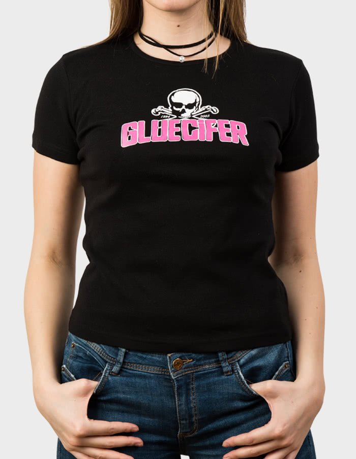 GLUECIFER "Pink Letters" Girl Shirt BLACK