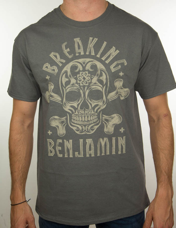 BREAKING BENJAMIN "Grey Skull" T-Shirt CHARCOAL