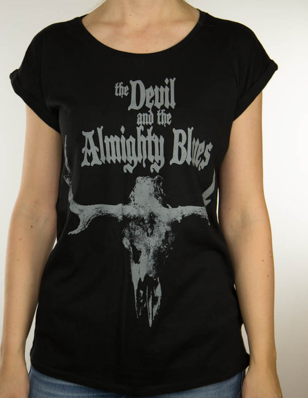 THE DEVIL AND THE ALMIGHTY BLUES "Moose Skull" Girl Shirt BLACK